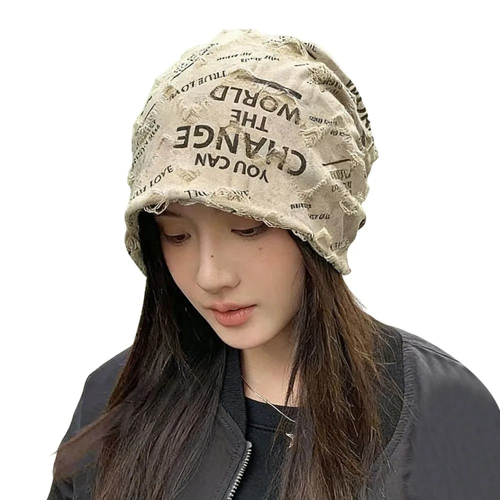 Fashion Thin Bonnet Letter Print Beanie Loose Warm Hip Hop Beanies Casual Streetwear Design Vintage Beanie Unisex
