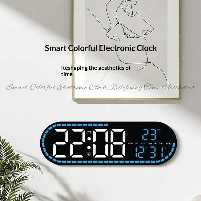 Large LED Digital Wall Clock Big Number Dual Alarm Temperature Display for Home Office Classroom Meeting Room