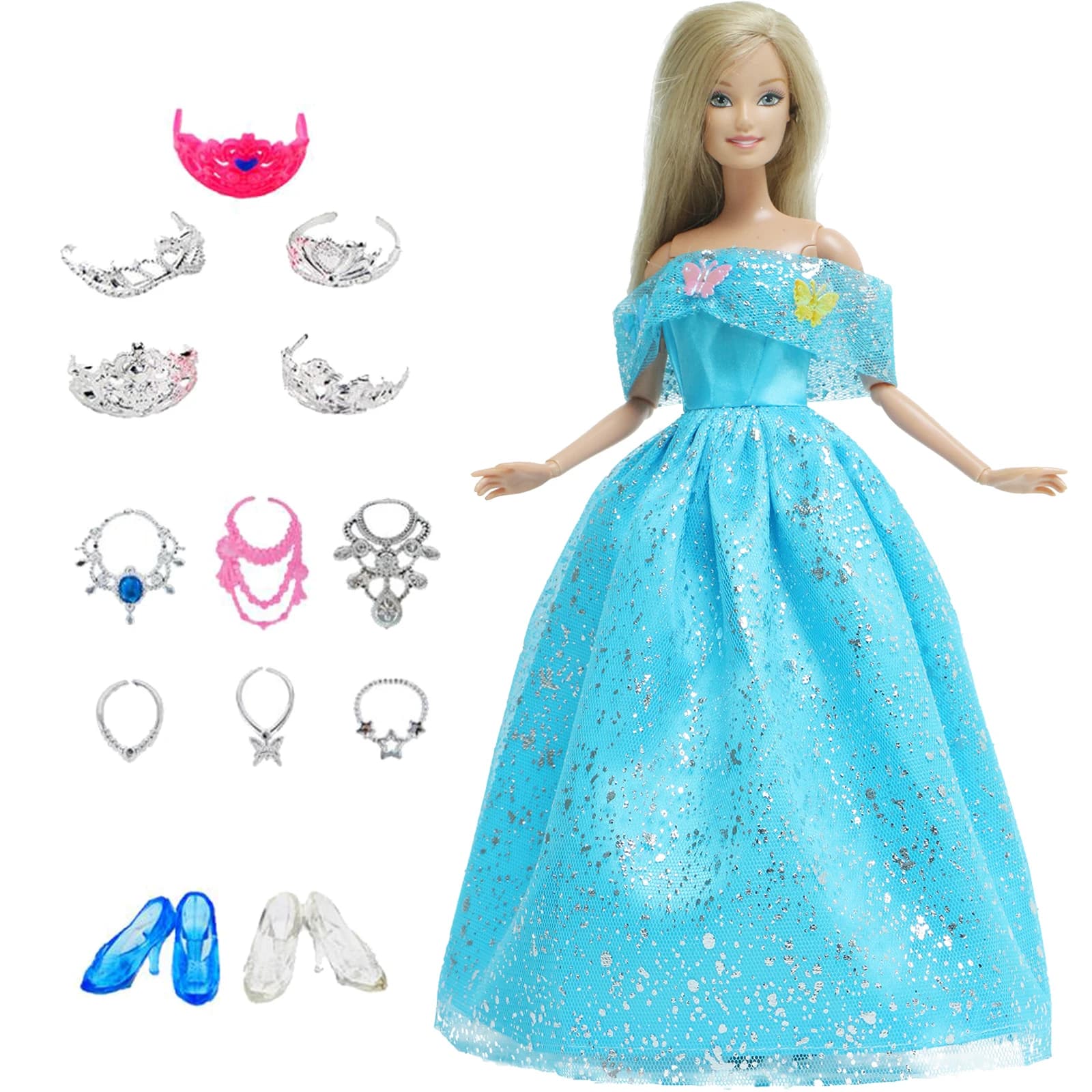 14 pezzi/lotto = 1x vestito da bambola da fiaba + 13x accessori casuali scarpe borsa occhiali vestiti per 11.5 '' bambola ragazza giocattoli per bambini