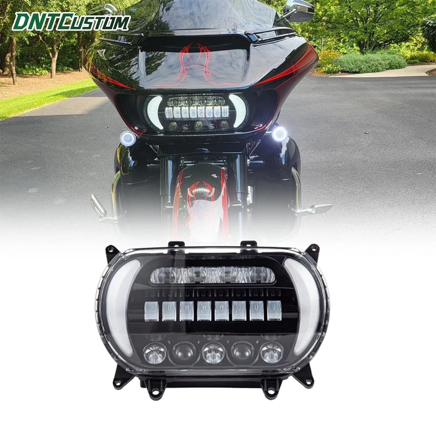 DNTCUSTOM Motorcycle LED Head Lamp High Low Beam with Turn Signal Daytime Running Light for Harley Davidson Road Glide 2015‑2023
