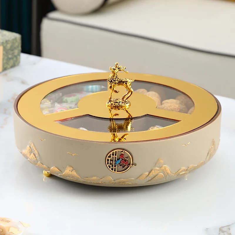 Nuovo stile cinese soggiorno tavolino griglia con coperchio vassoio di frutta secca luce desktop di lusso piatto di caramelle snack dado di stoccaggio