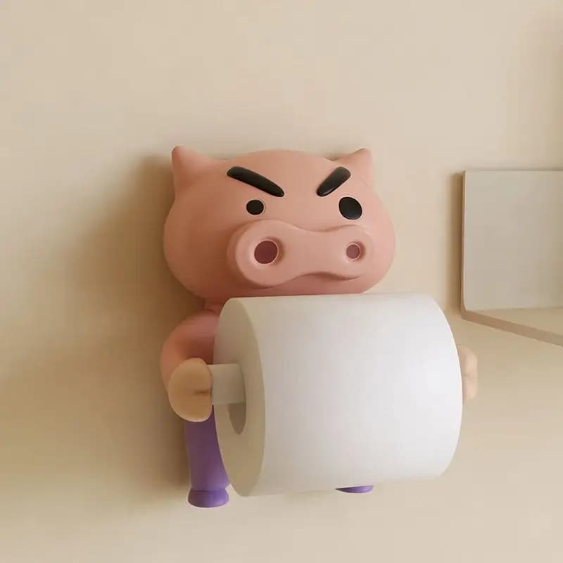 Cute Crayon Shin-Chan Toilet Paper Holder Anime Buriburizaemon Home Toilet Wall-Mounted Storage Paper Towel Box Ornaments