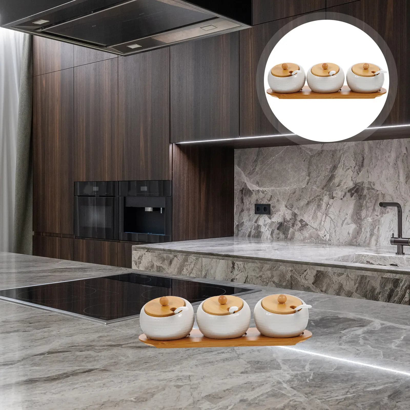 Set di 1 Contenitore in Ceramica per Spezie, Senza Odori, Sicuro per Sale, Pepe, Spezie, Vasetti per Condimenti da Cucina, Resistenti alle Alte Temperature