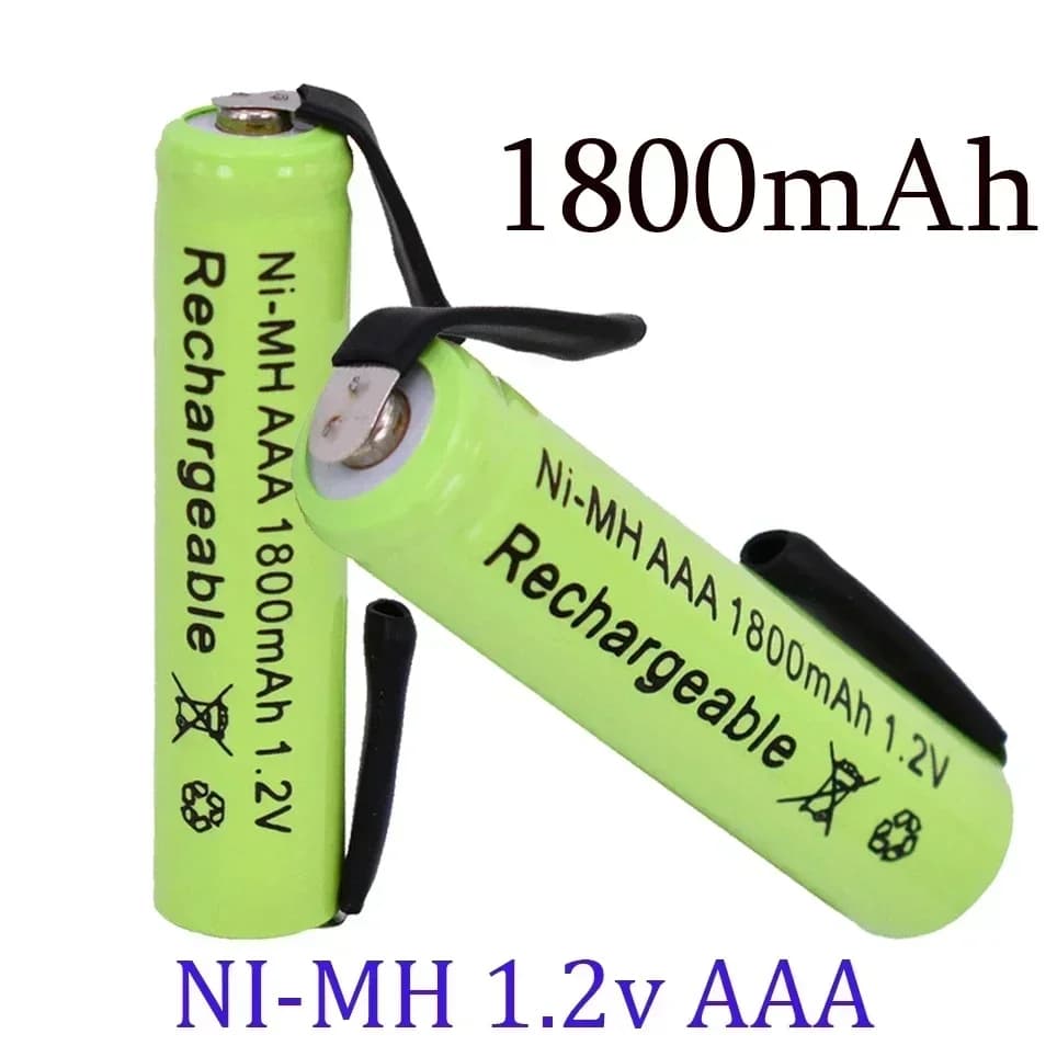 2-20 batterie Ni-Mh AAA da 1,2 V 1800 mAh, con terminali a saldare per rasoio elettrico Philips Braun, rasoio, spazzolino da denti