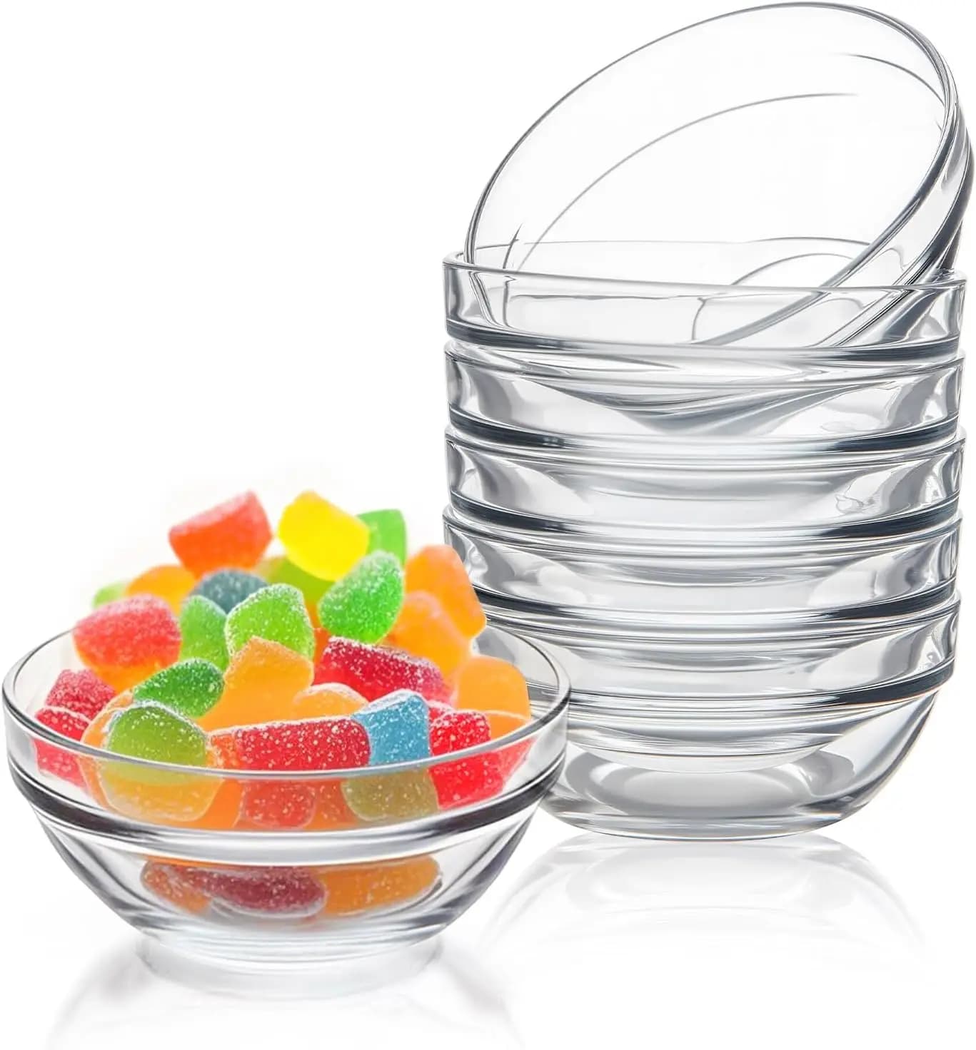 Ciotole in Vetro Piccole da 3,5 Pollici 4 Once, Mini Contenitori, Ramekin per Preparazione, Salse, Snack, Caramelle, Pasti e Dessert