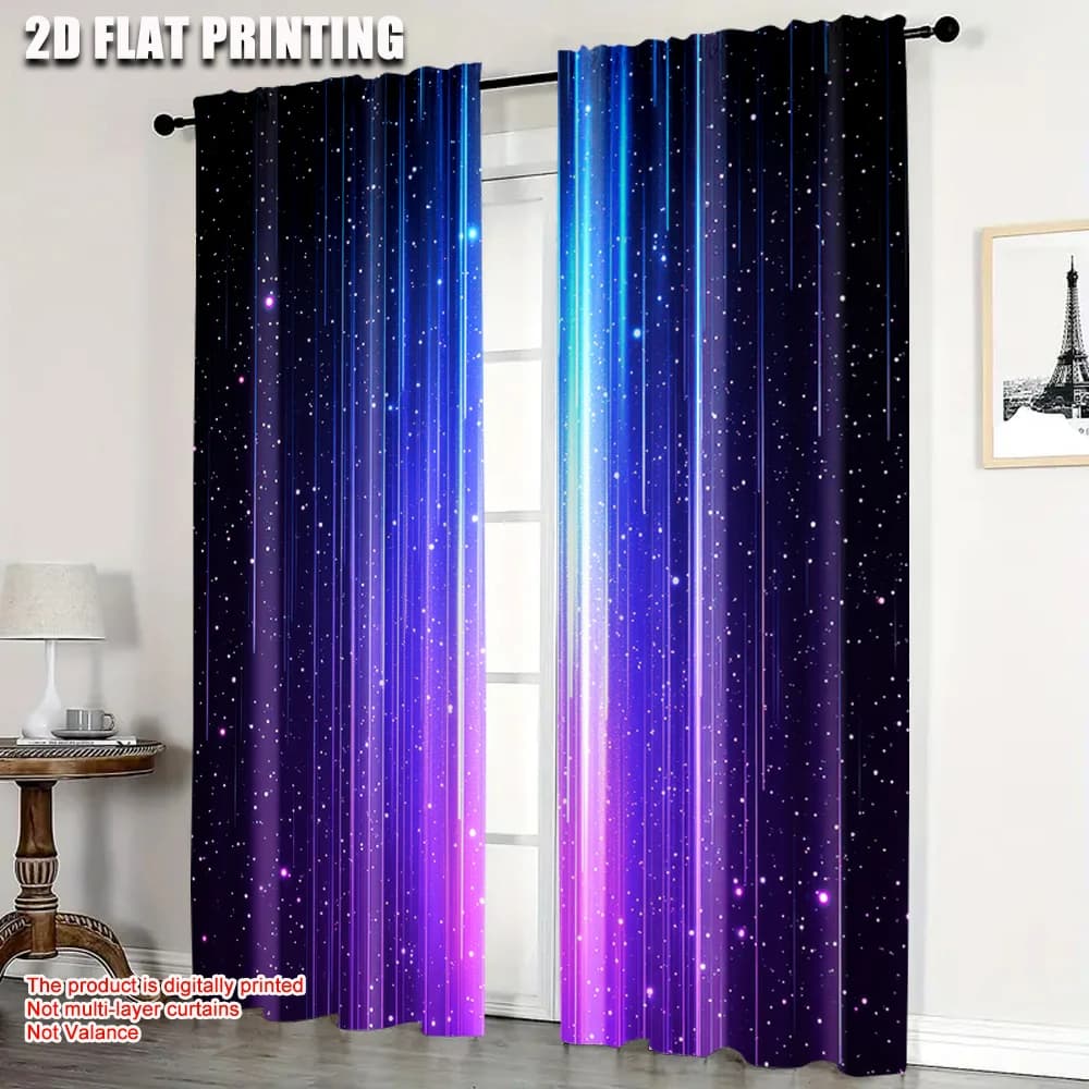 2 tende oscuranti Galaxy Star Space tende blu viola in poliestere cosmico per spazi viventi lavabili in lavatrice