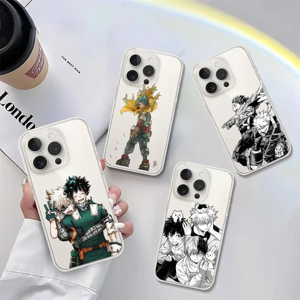 Cover per Telefono Anime My Hero Academia per iPhone 17 16e 16 15 14 13 12 11 Mini Air Pro Max X 7 8 Plus, Custodia Trasparente Morbida