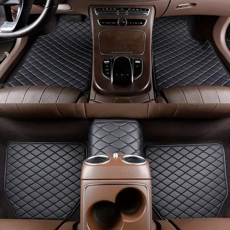New set of 5 pcs PU leather car mats set of foot pads for dust proof auto waterproof bearings protective interior accessories for fashion car
