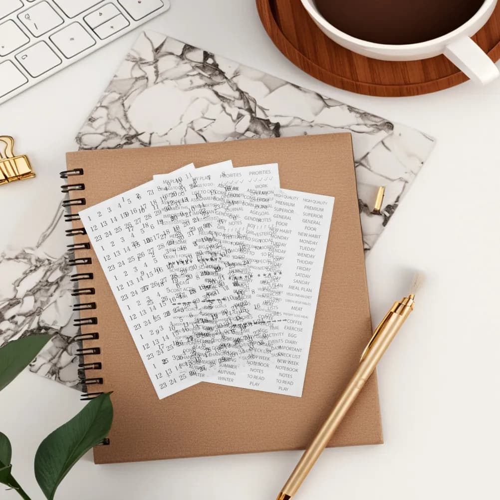 8Pcs Monthly Planner Stickers Small Compact Size Strong Adhesion Waterproof Oilproof for Diaries Notebooks Scrapbooking