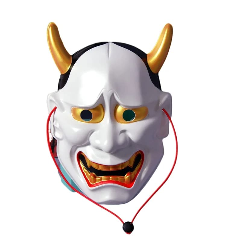 Faccia horror in stile, maschera Prajna giapponese, volto di fantasmi spaventosi, decorazione della casa stregata horror di Halloween, maschera in resina unisex per adulti