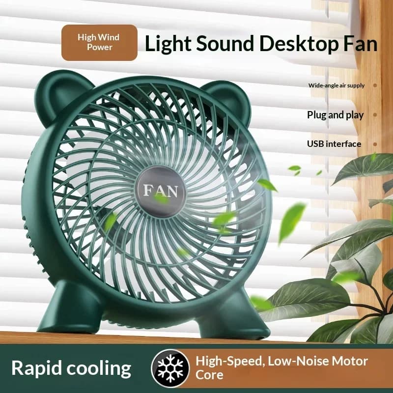 Ventilatore da scrivania USB a forma di orsetto, ventilatore portatile silenzioso, piccolo ventilatore a vento forte per casa, ufficio, campeggio all'aperto