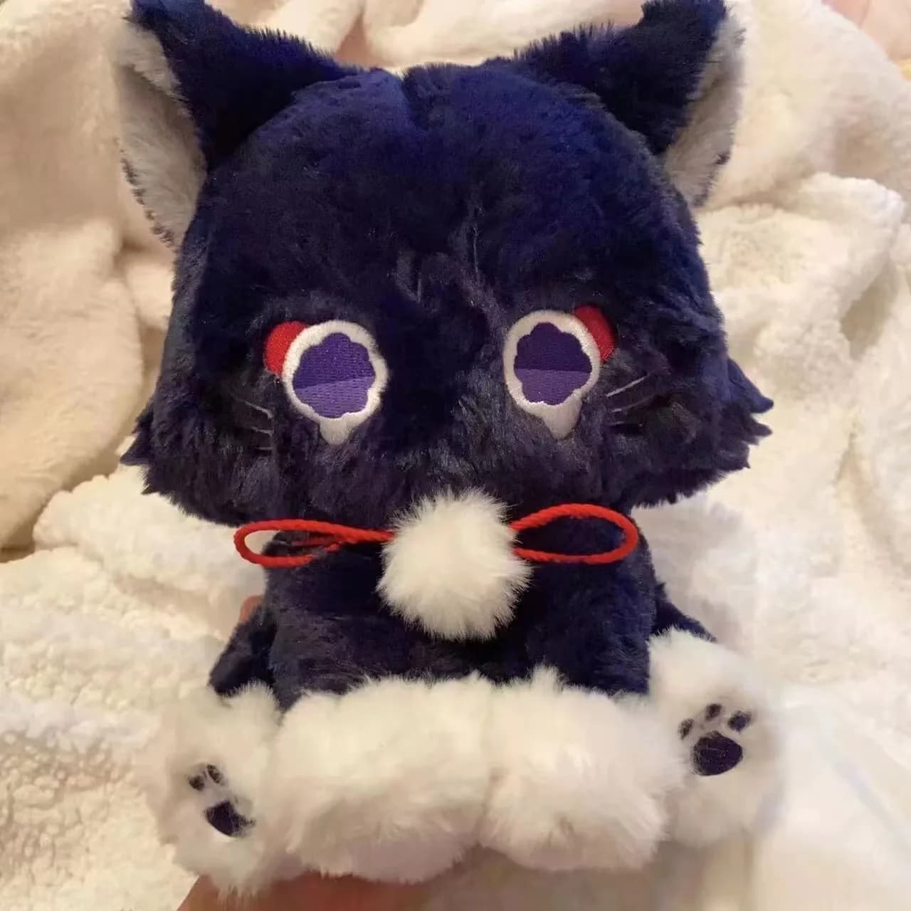 Gioco Genshin Nero Scaramouche Gatto Fluffy Impact Wanderer Pet Peluche Bambola Cosplay Morbido Peluche Cuscino Regalo Per I Bambini