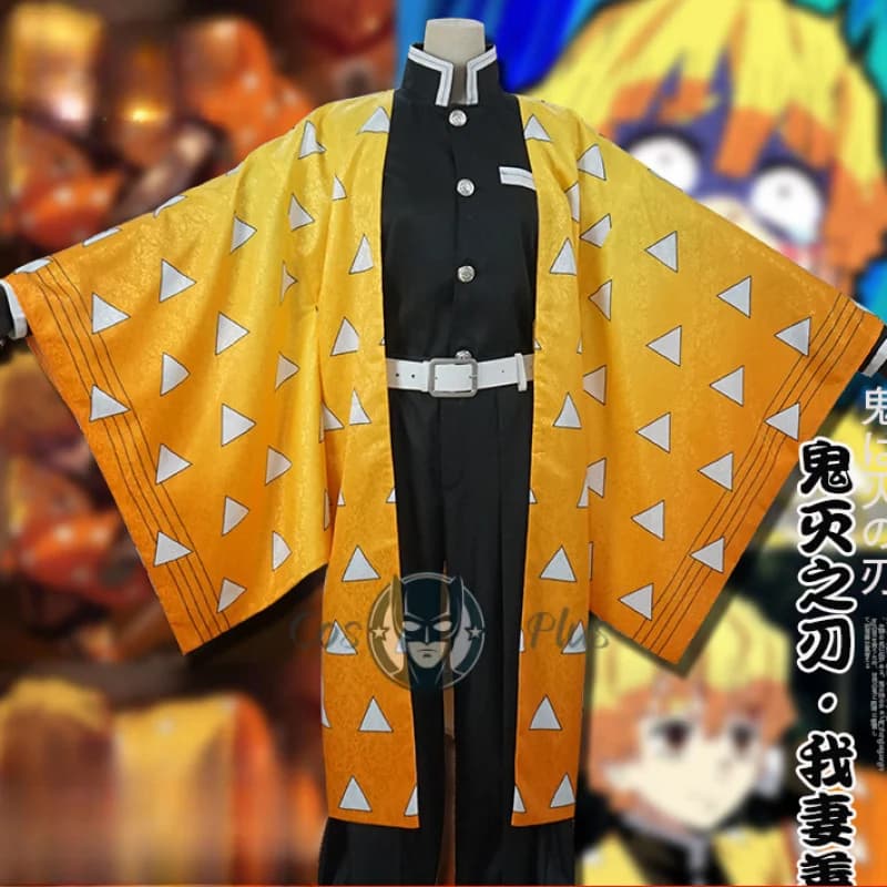 Demon Slayer Costume Cosplay Agatsuma Zenitsu Splendido Kimono Haori Giallo Vestiti per Adulti Anime Halloween Carnevale Festa Uniforme