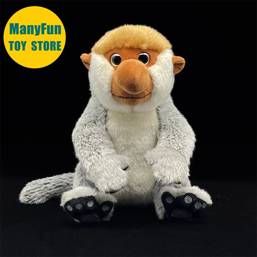 Proboscis Monkey Plush Toy Realistic Long-nosed Monkey Plushie Lifelike Bekantan Stuffed Animal Simulation Doll Kawaii Toy Kids
