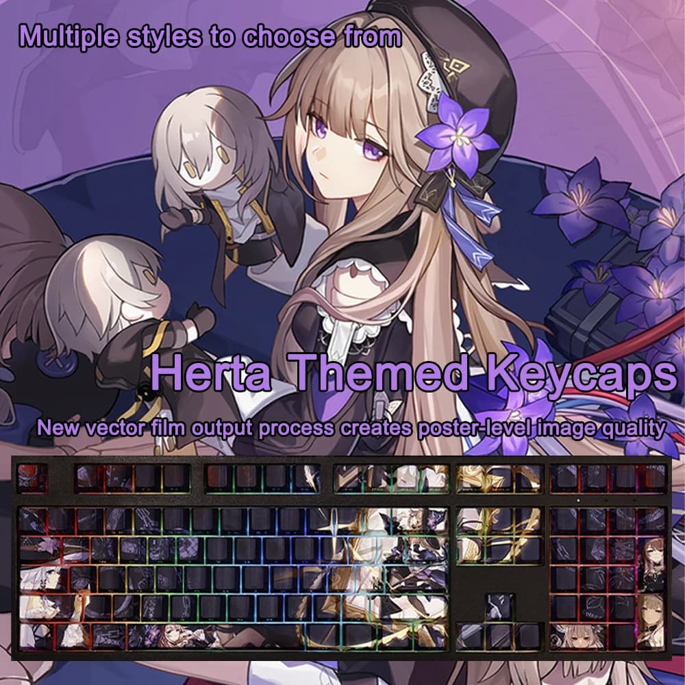 Honkai Star Rail Copritasti Anime Herta Copritasti PBT Cherry Profilo Set di copritasti progettati su misura per tastiera meccanica MX Switch