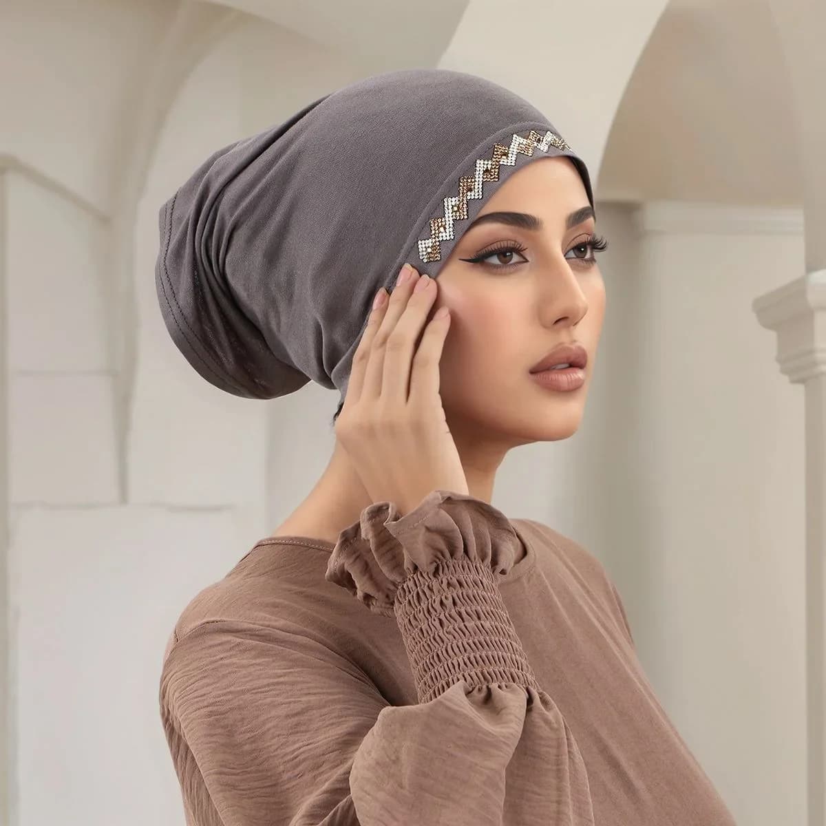 Men's Mosque Hat Hijab Elastic Cotton jersey cap Women's Copricapo Easy to wear/Festa Fashion modest Soft breathable Lightweight