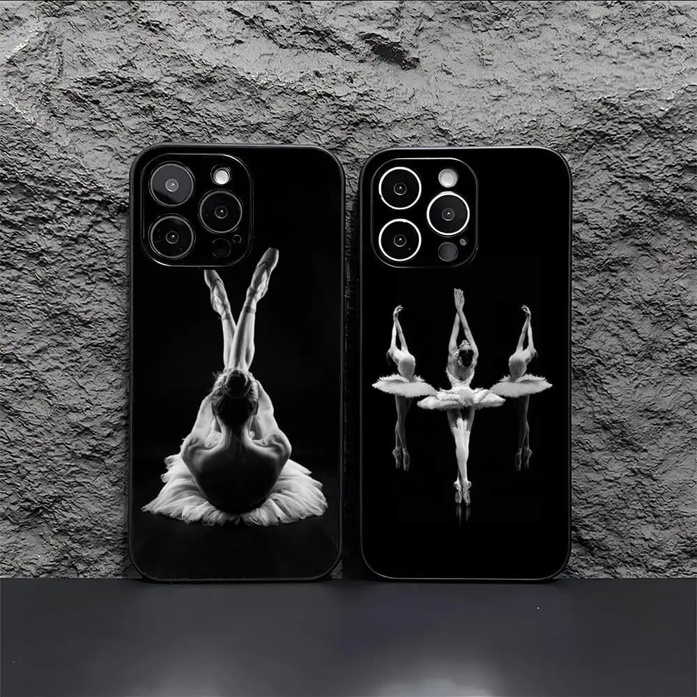 Cover for iPhone 12-17 Air Plus Pro Max in glossy satin colored with dance-ball pattern – Great gift idea