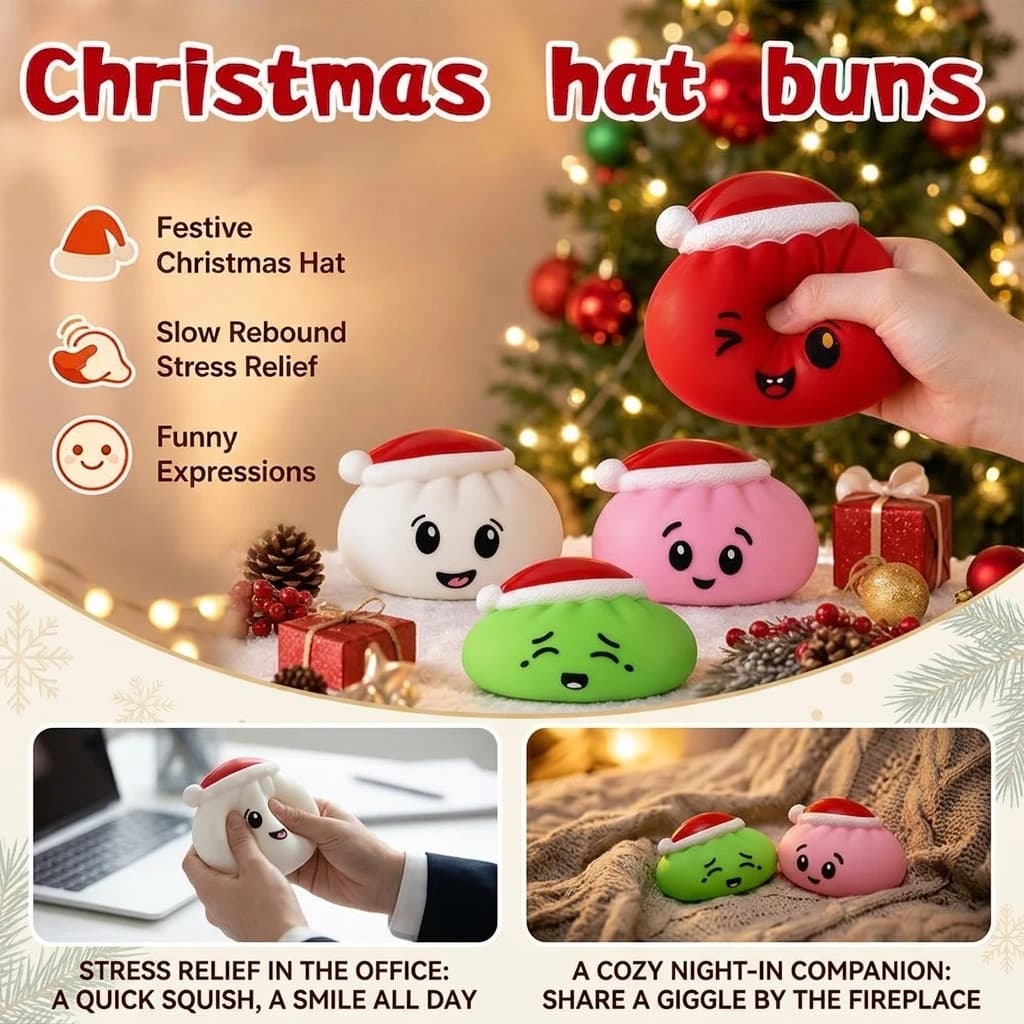 Christmas Colorful Dumpling Squishes Stress Balls Reusable Low Rebound Decompression Toys Dough Ball Unique Home Gifts