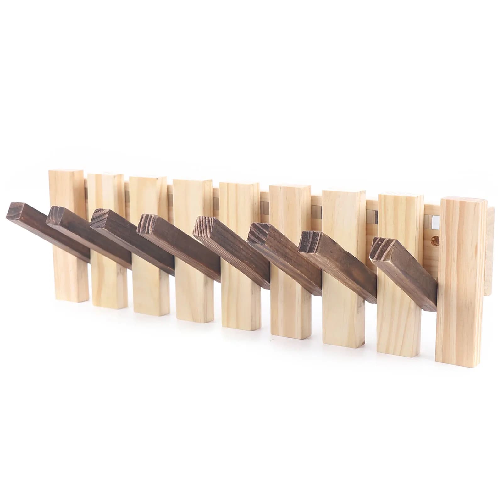 Wooden hanger with folding hooks Wall coat rack