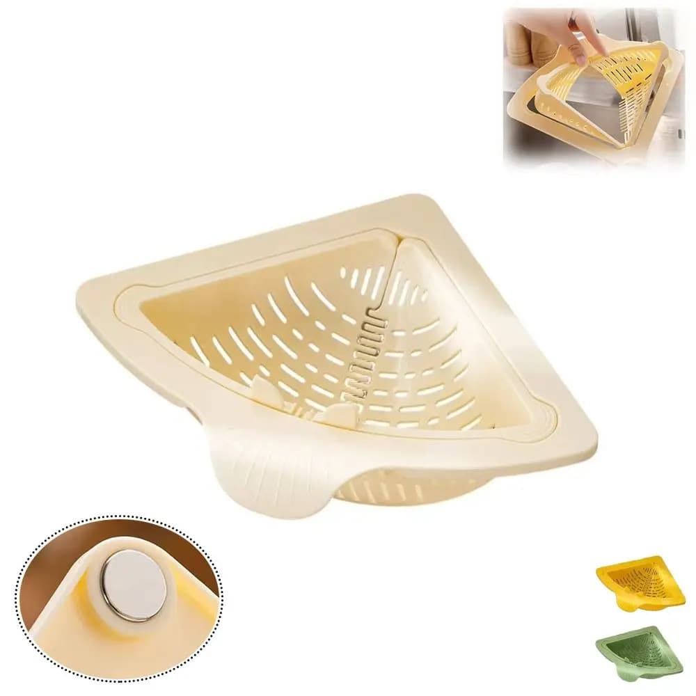 Cestello Magnetico Drenante per Lavello, Triangolare, Multifunzionale, Filtro per Rifiuti Alimentari, Accessorio da Cucina