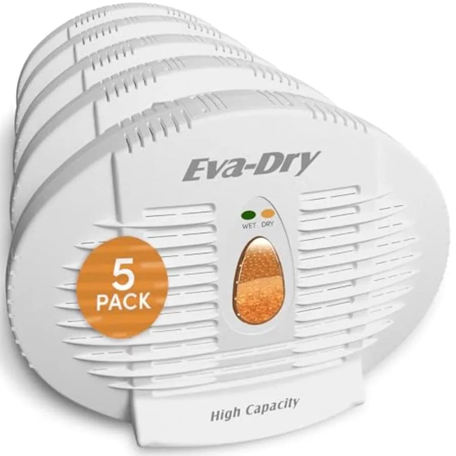Deumidificatore Rinnovabile E-500, Confezione da 5, Bianco, per Armadi, Bagni, Casseforti, Barche e Camper