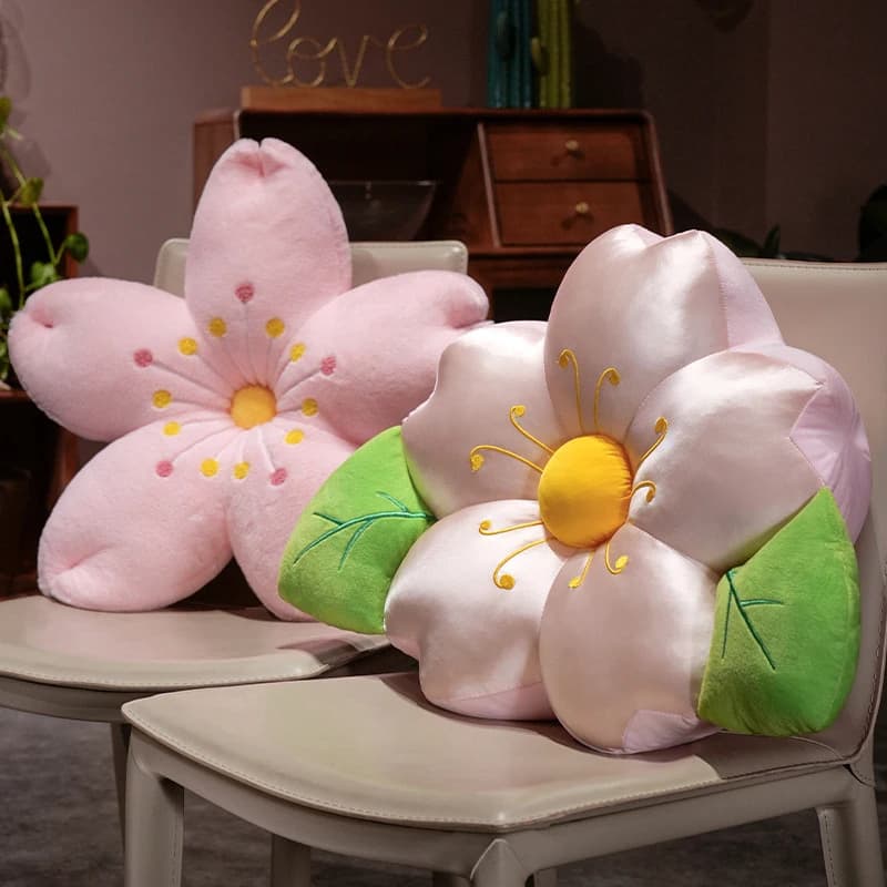 Supporto Lombare Rinfrescante a Forma di Fiore di Ciliegio, Cuscino Estivo Rosa, Cuscino Lombare in Seta Ghiacciata per Ufficio