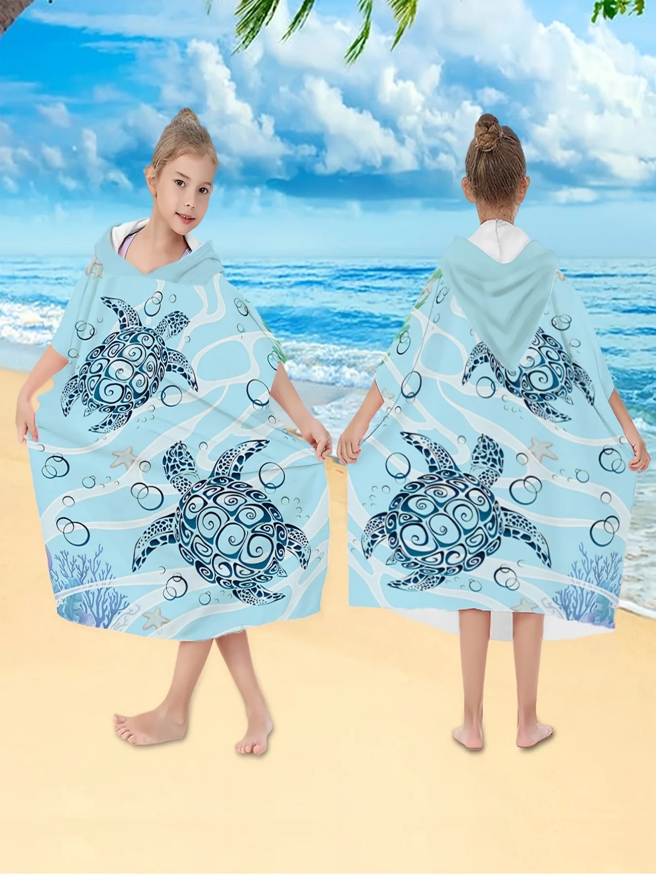 Bathrobe with Hood for Children/Adults with Motivo Tartaruga Cartoonesco, Ultra Soft, Washing Machine, Ideal for Travel