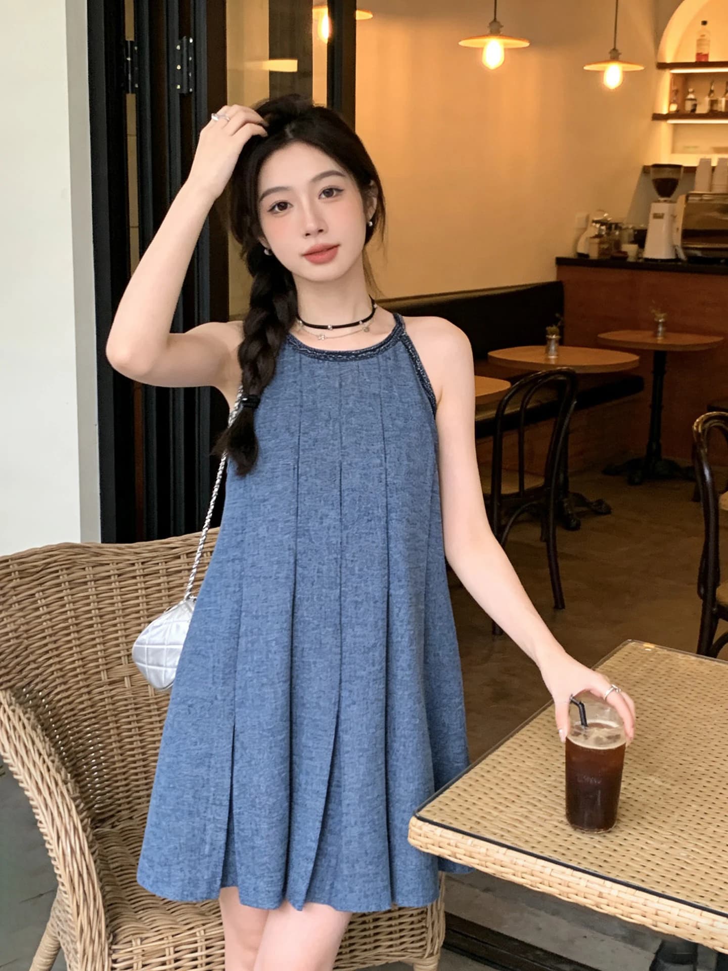 Elegant Sweet Neckline Sleeveless Loose Women's Dress A-Line Short Skirt Comfortable Casual Style Summer Fashion Trend