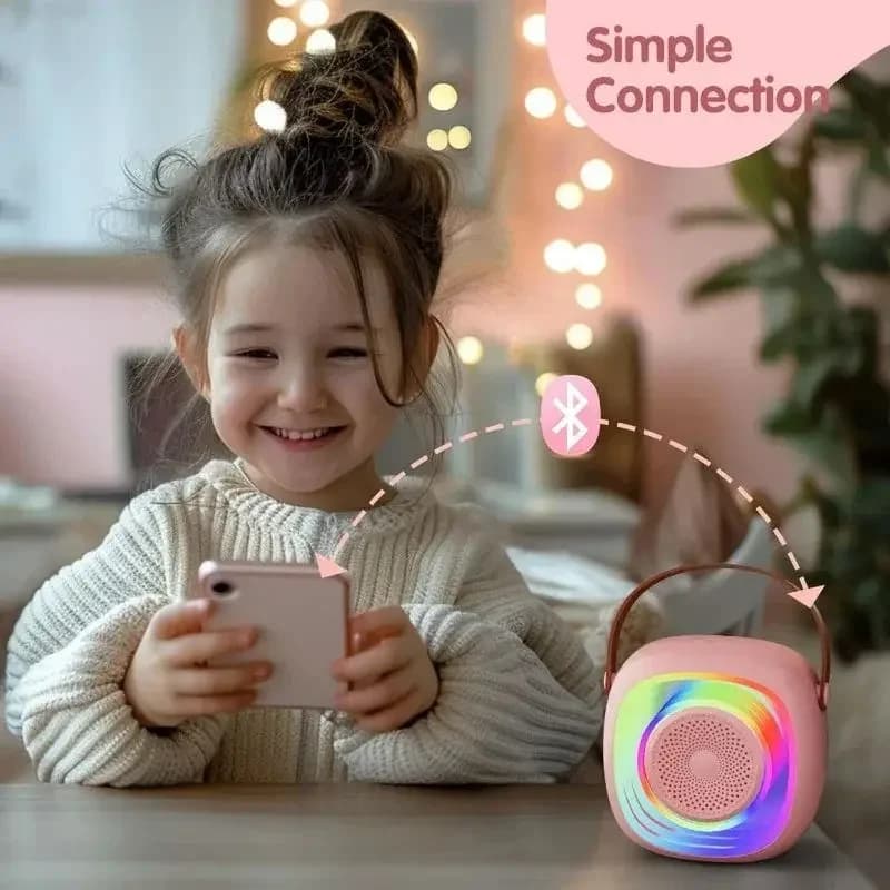 Ultimo altoparlante Bluetooth per bambini con 1 microfono wireless e luce notturna RGB, macchina per karaoke a lunga durata, regalo per bambini