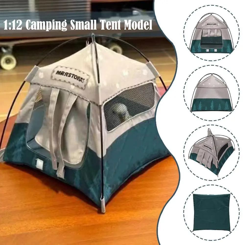 Modellino di Tenda da Campeggio Fai-da-Te 1:12, Accessori Decorativi per Scene di Bambole, Oggetti di Scena Mobili per Fotografia