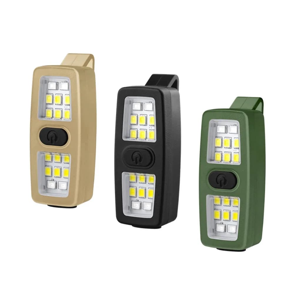 Torcia EDC Portatile Ricaricabile in ABS, Luce da Corsa Mani Libere con Clip, Luci di Sicurezza per Bicicletta