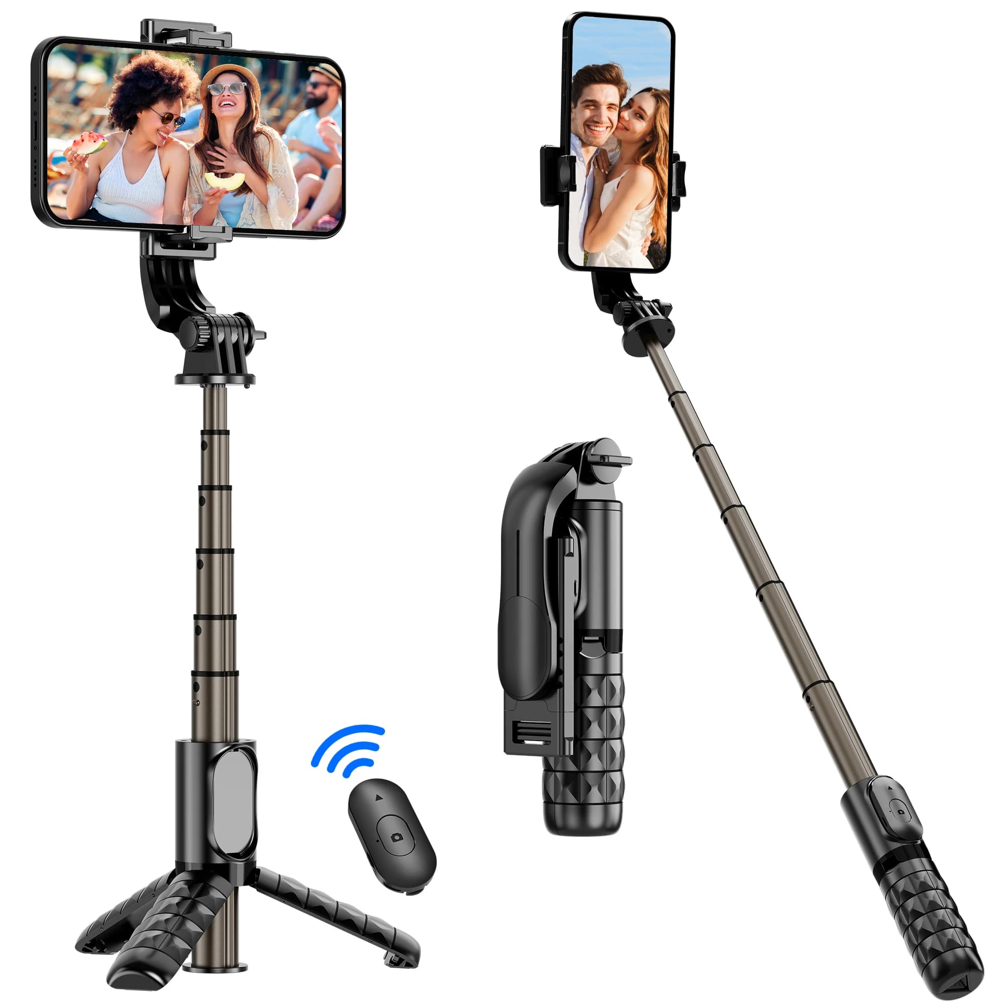 Q10 Mini Remote Tripod Bluetooth Aluminum Alloy Selfie Stick Portable 360 ° Stabilizer Triple Rotating for Xiaomi iPhone 13 14