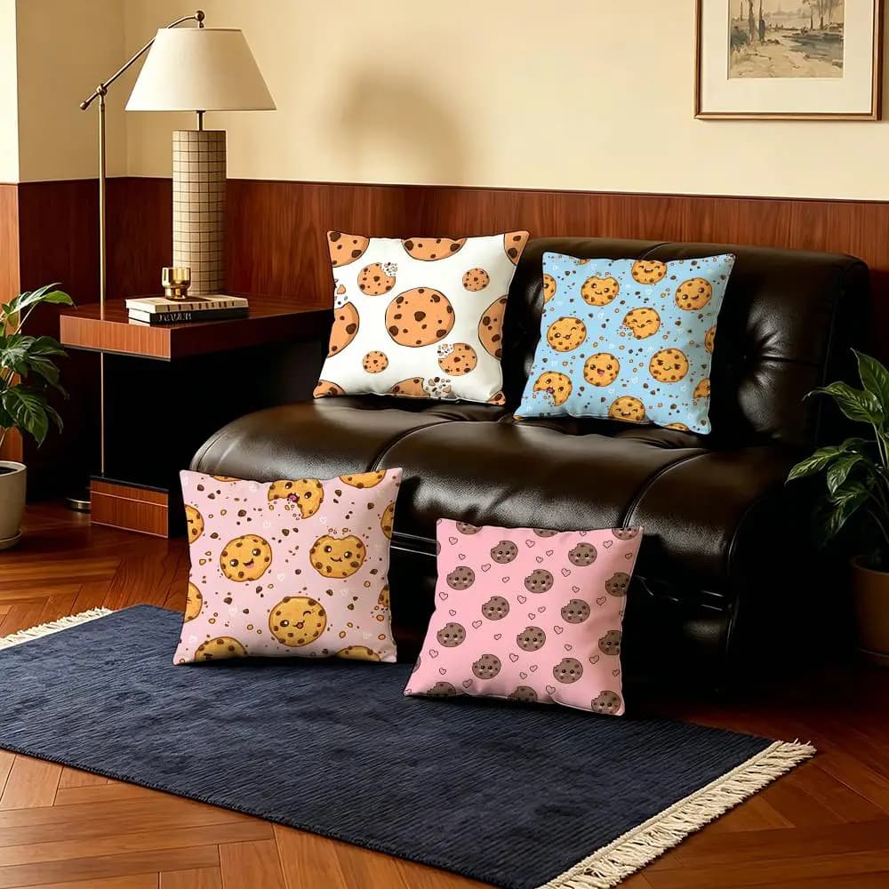 Fodere per cuscini Sweet C-CookieS, 4 pezzi, in peluche corto ultra morbido, 40x40 45x45, stile Boho per divano e camera da letto
