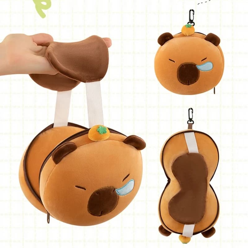 1 pz cartone animato 2-in-1 cuscino per il collo con maschera per gli occhi carino bambola di peluche cuscino da viaggio cuscino da scrivania portatile regalo di compleanno