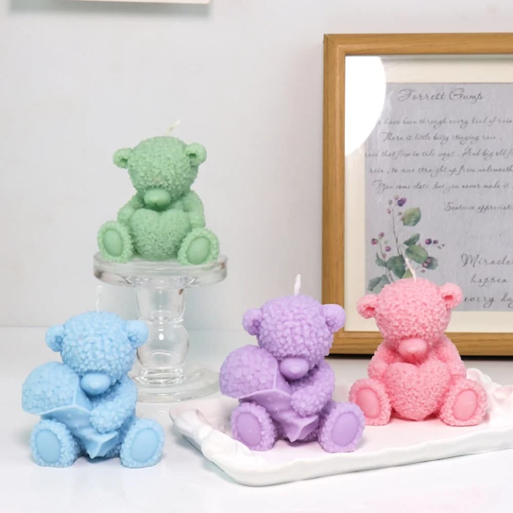 Stampo in Silicone 3D a Forma di Orso Seduto, per Candele, Saponi e Resina, Decorazione Fai-da-Te per Casa, Matrimoni, Feste, Regalo di San Valentino