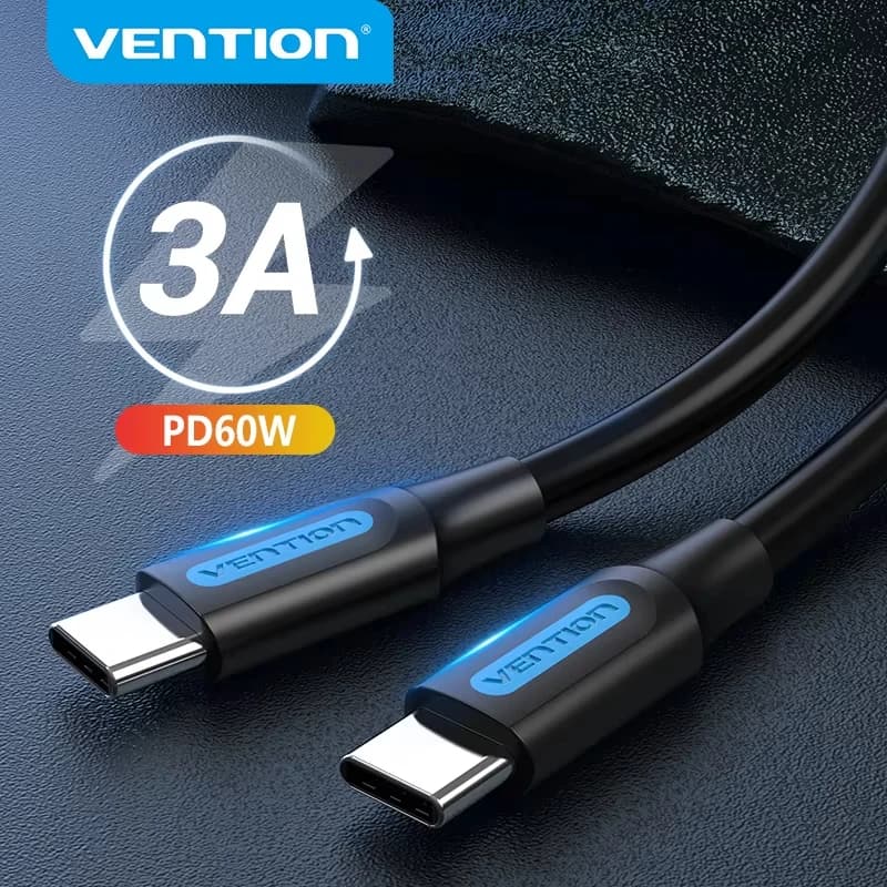 Cavo Vention PD 60W da USB C a USB Type C, ricarica rapida, cavo dati USB-C Quick Charge 4.0 per Macbook Pro, Huawei P30, Samsung S20