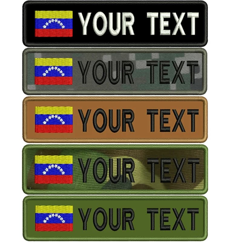 Toppa con nome personalizzato bandiera Venezuela Etichetta con nome ricamato personalizzato Supporto con gancio per cucire per borse con imbracatura per animali domestici morale per cappelli uniformi