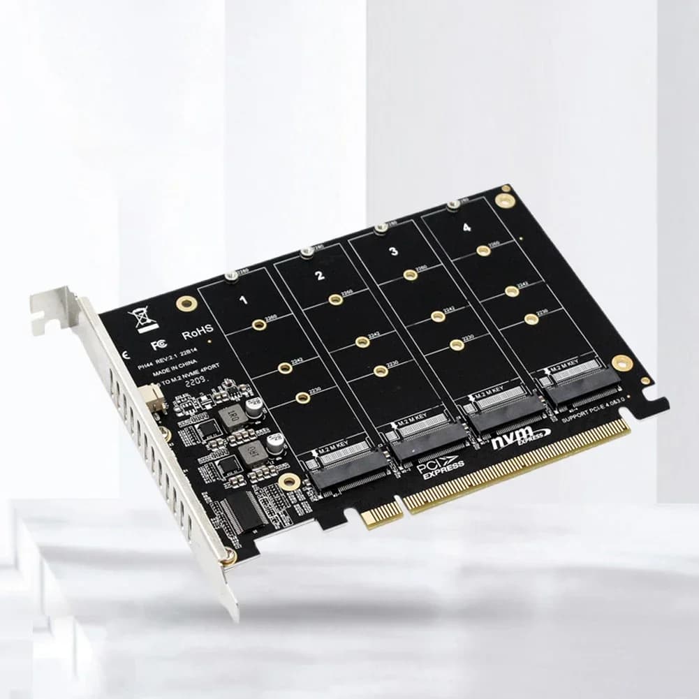 2230/2242/2260/2280 Scheda di espansione controller host Indicatore LED 4 porte M.2 NVME SSD a PCIE X16 Supporto scheda convertitore adattatore