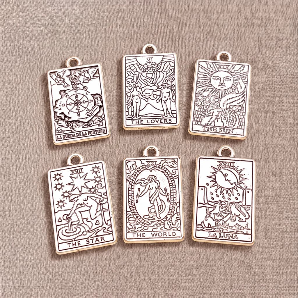 5/12pcs Silvery Tarot Card Charms Set - Perfect for Handmade Craft Jewelry Making Necklaces Bracelets Earrings Accessories