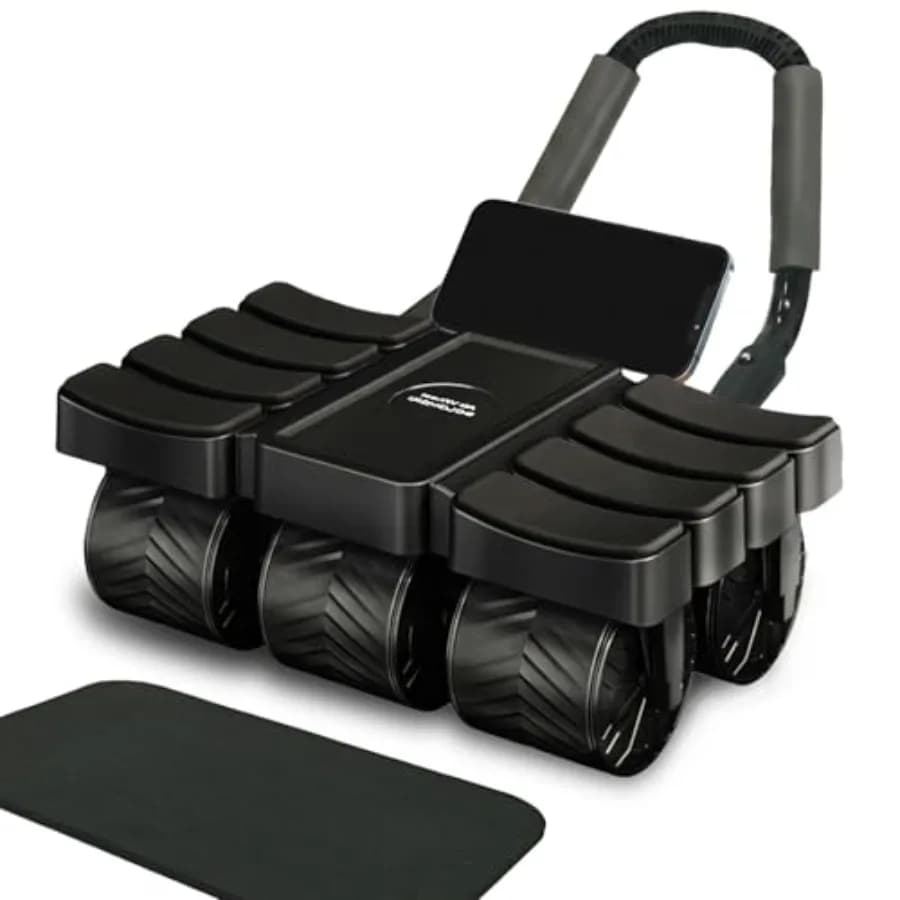 Ab Roller Wheel with Elbow Support, 6-Wheel Auto Rebound Ab Core Machine 6 wheels, 8 Arm Pads, 440lbs Capacity, Auto Rebound, P