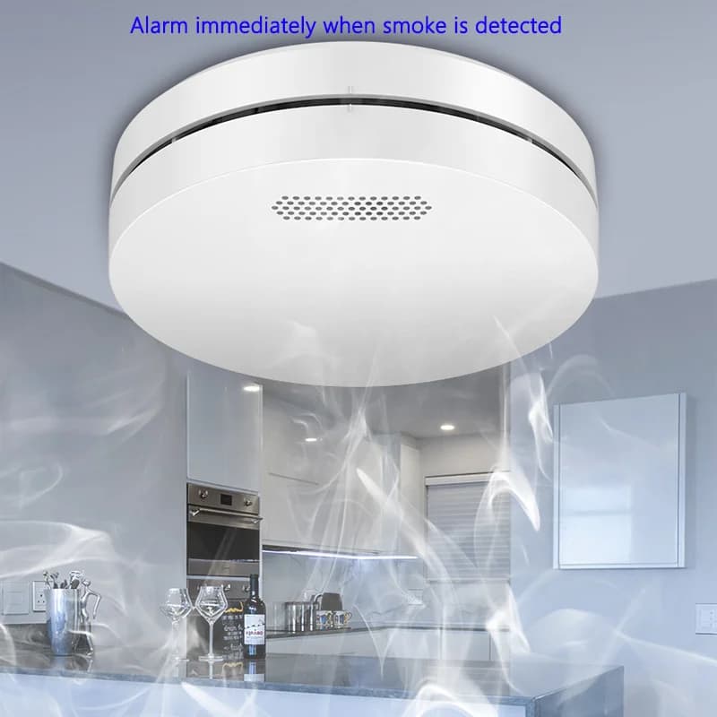 Rilevatore di Fumo Intelligente Wireless Tuya WiFi con Allarme Acustico e Visivo, Sensore di Fumo Domestico Smart con APP e Suono/Luce Intelligente