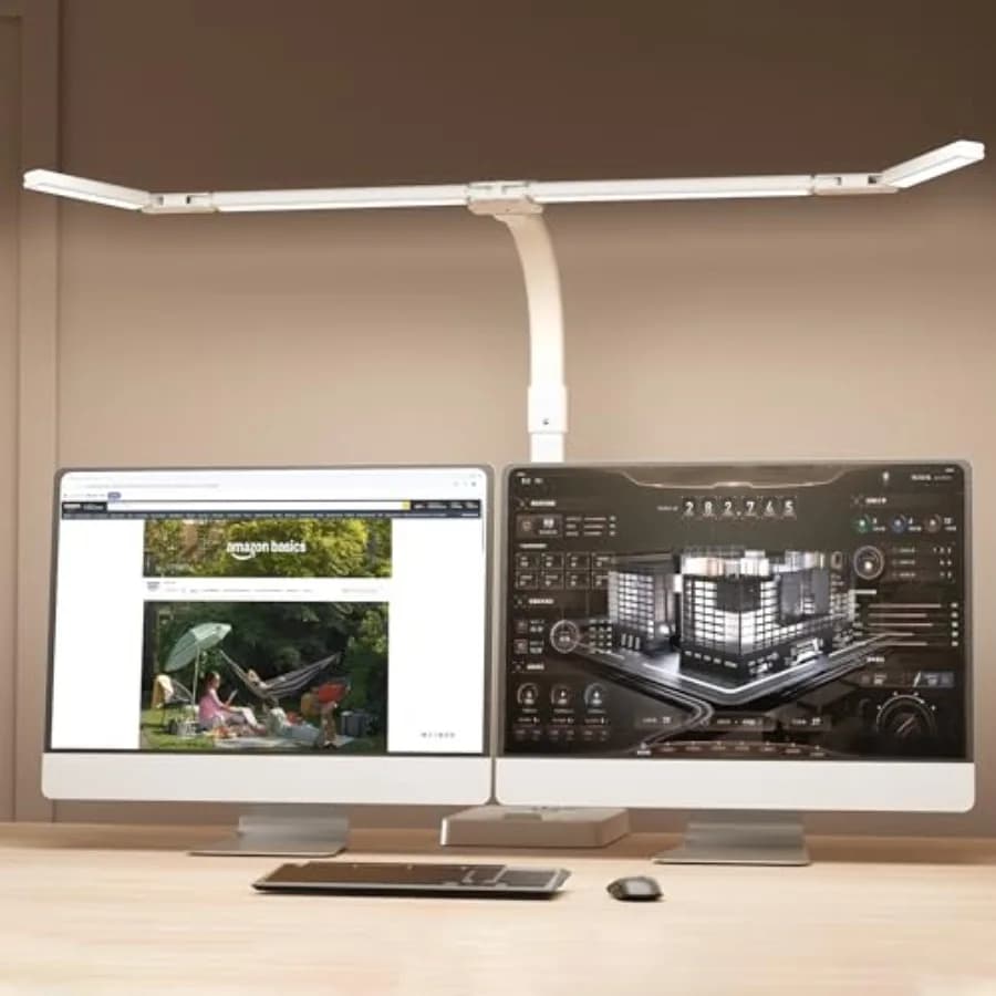Lampada da Scrivania LED per Casa e Ufficio - Luce da Tavolo a Doppia Testa da 24W con Morsetto, Protezione Occhi, Luce per Architetti, 25 Modalità di Illuminazione