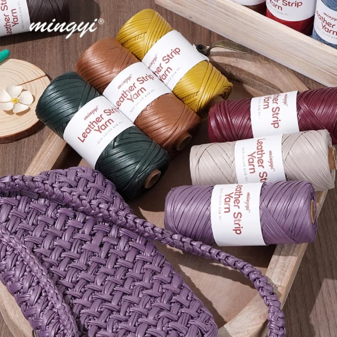1PC Faux Nappa Leather Strip Yarn Soft Durable Crochet Weaving Thread DIY for Handbag Strap Basket Home Handmade Craft Supplies