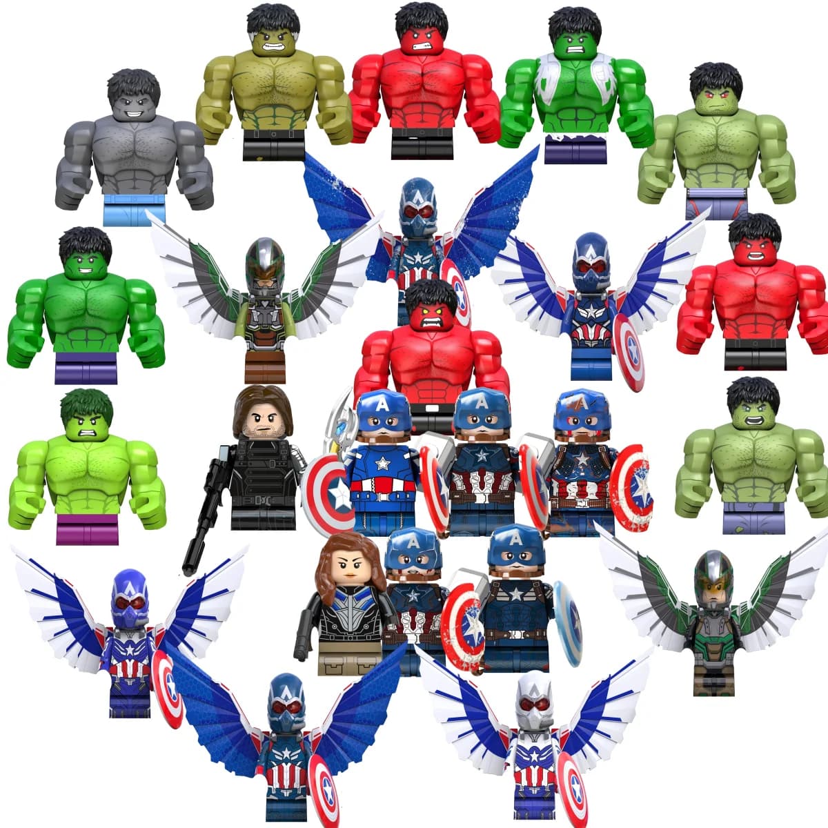 Blind Box Mini Building Blocks TV6218 Personaggi Big Goblin Spiderman Iron Man Venom Captain Hawk Deadpool Armor Regalo di Natale Giocattolo