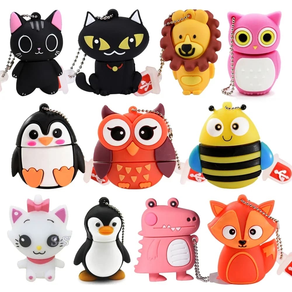 JASTER Cute Cartoon USB Flash Drive 64GB Animale Pinguino Pen Drive 32GB Gatto Gufo Memory Stick 16GB Rana Pendrive 8GB Regalo Creativo