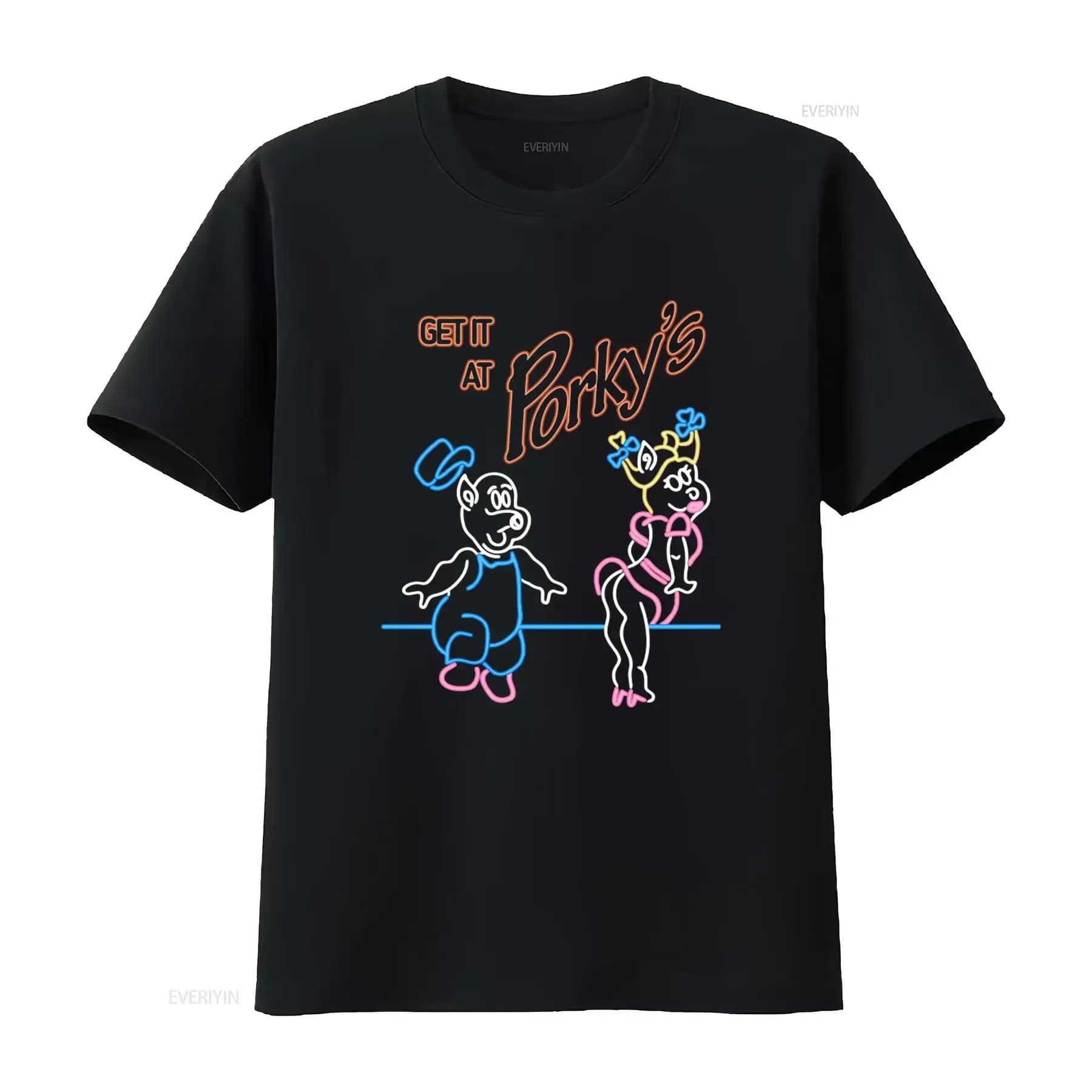 T-shirt vintage ispirata al film cult classico degli anni '80 'Get It At Porky's', unisex, casual, streetwear, traspirante
