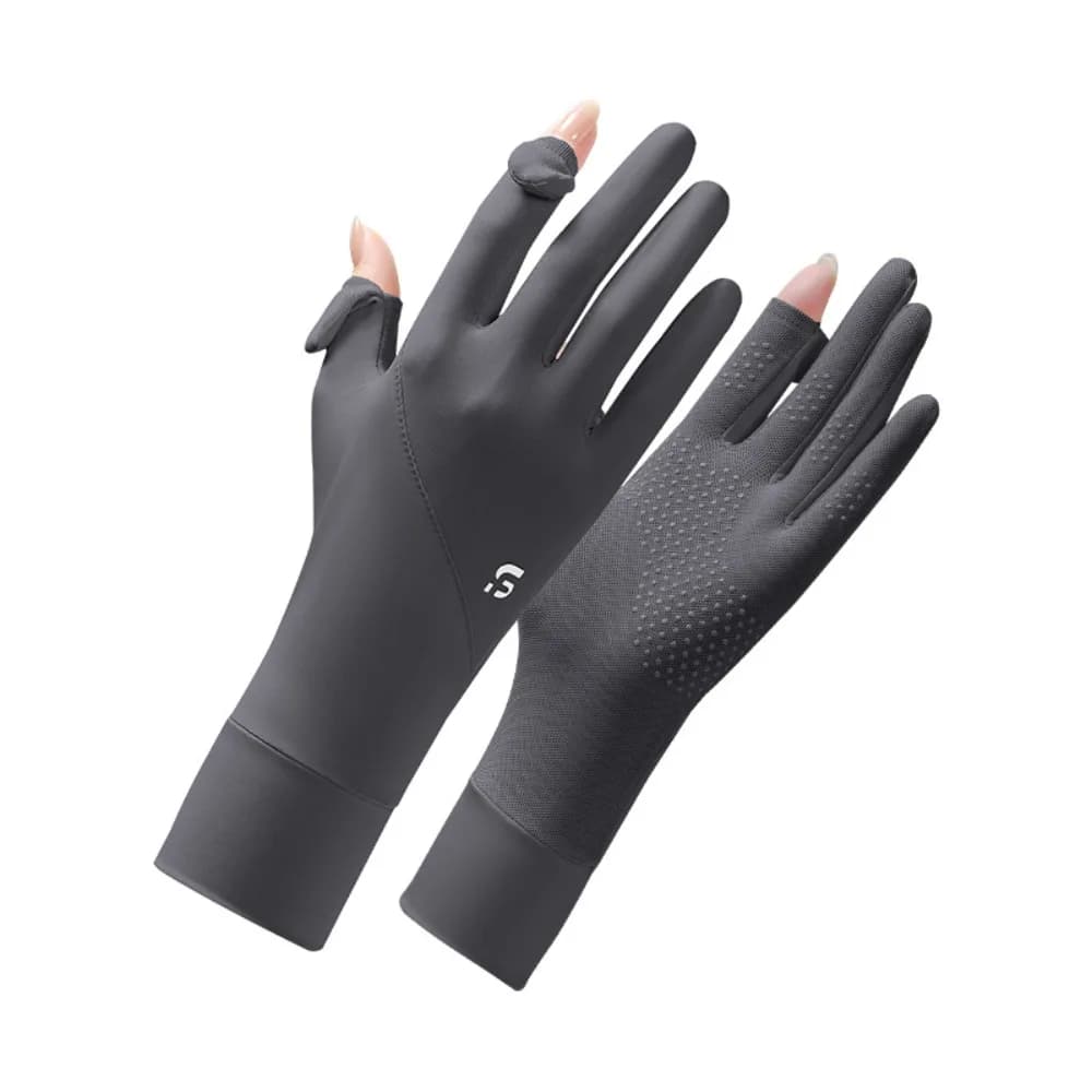 Guanti per protezione solare da donna in seta di ghiaccio Guanti da guida per ciclismo traspiranti con touch screen sottile elastico Guanti in seta di ghiaccio con dita esposte