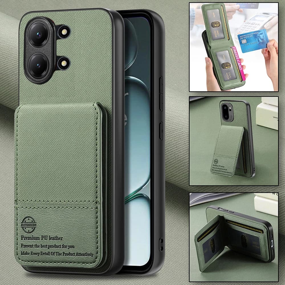 Custodia posteriore in pelle con porta carte RFID e supporto magnetico per Xiaomi Poco X8 Pro Max 5G 2026 - Cover PocoX8 X 8