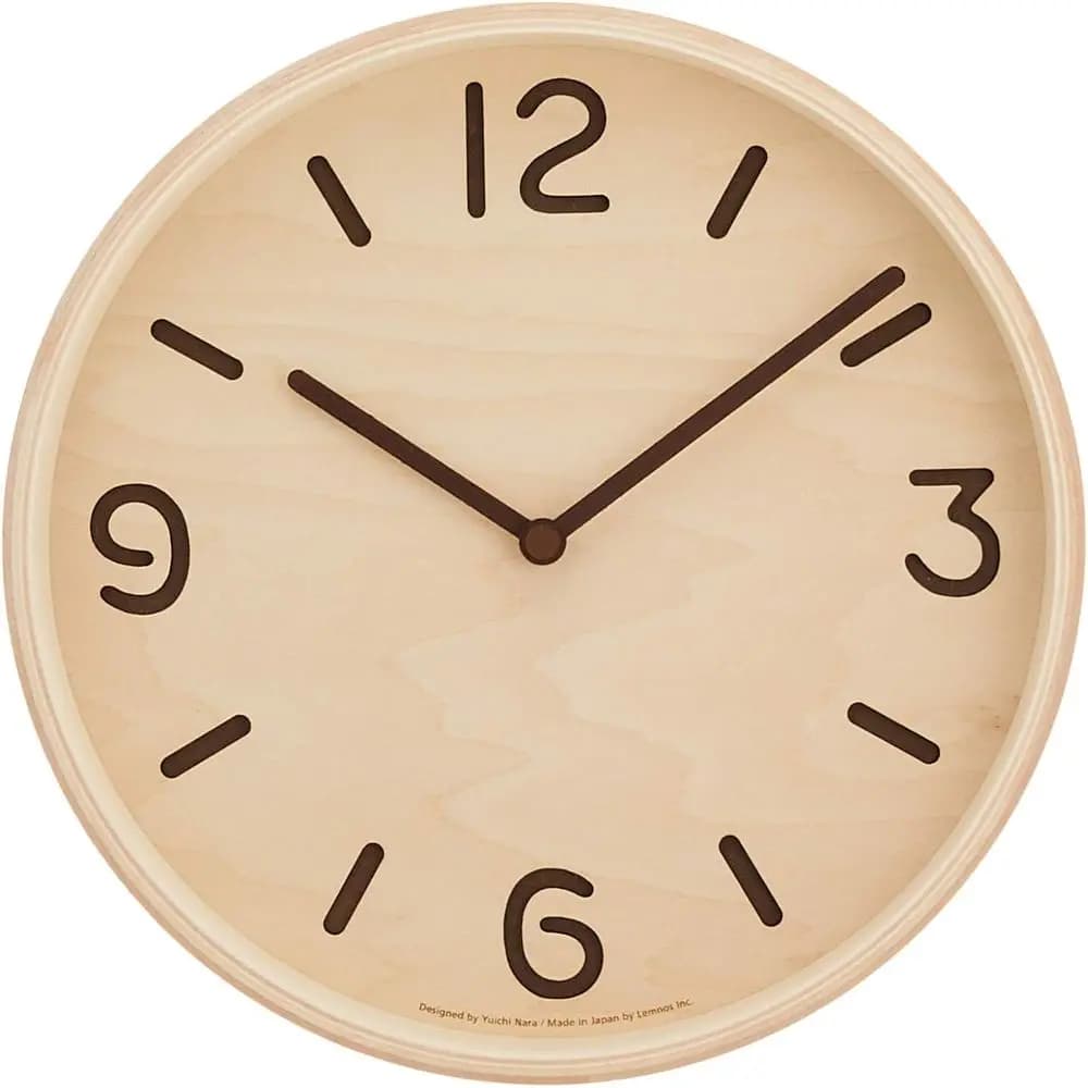 Large 10-26 NT Wall Clock, Natural Wood Fabric, Diameter 254mm × Depth 51mm