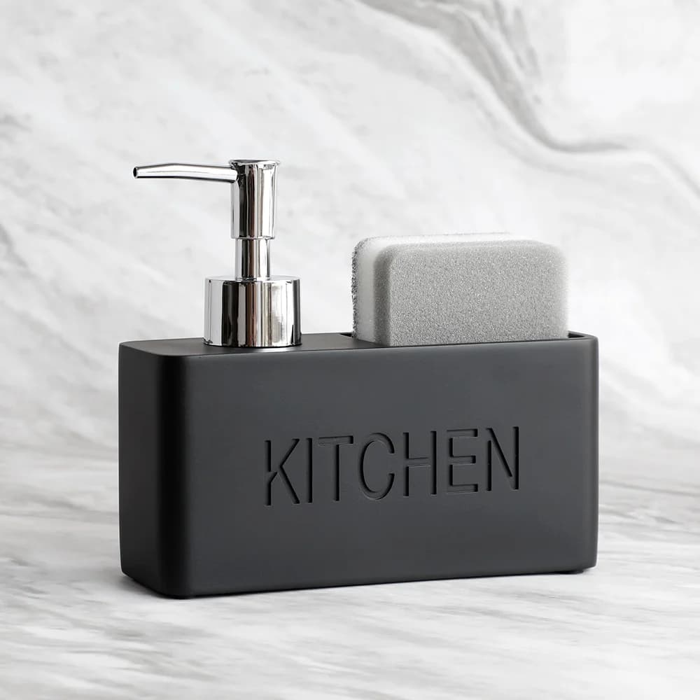 Accessori da cucina moderni Set di distributori di sapone Dispenser di sapone liquido per le mani pompa spazzole per bottiglie contiene e negozi spugne scrubber